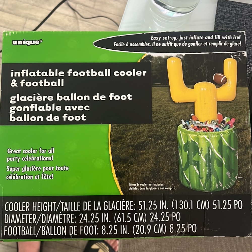NIB Inflatable field goal football cooler